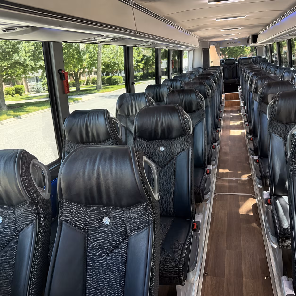 erie 40 passenger charter bus inside