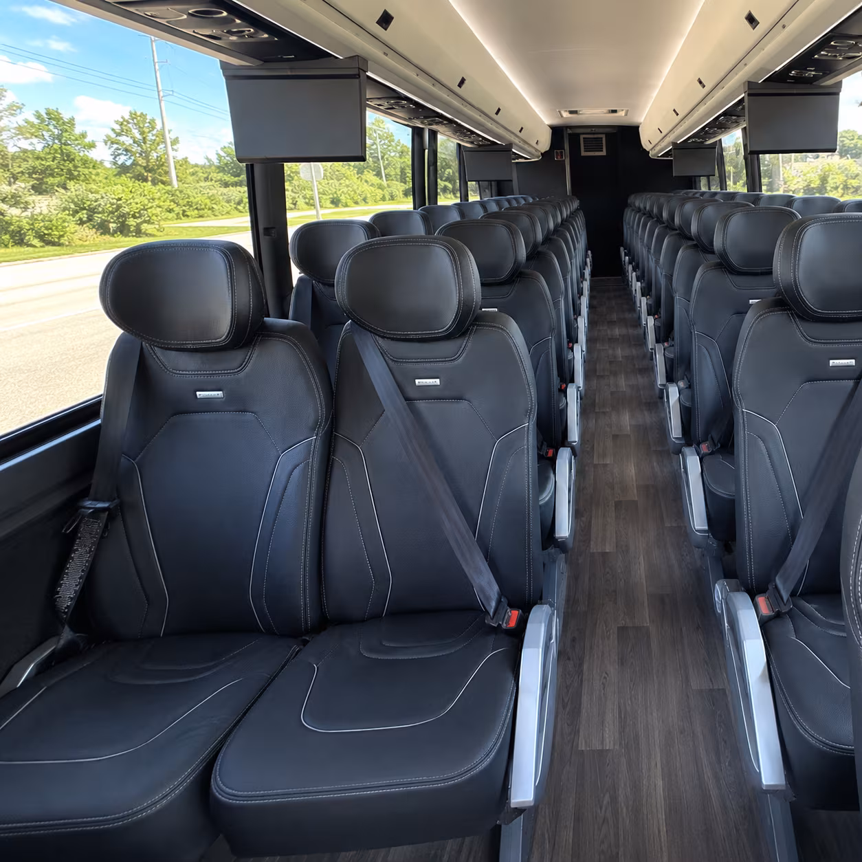 erie 47 passenger charter bus inside