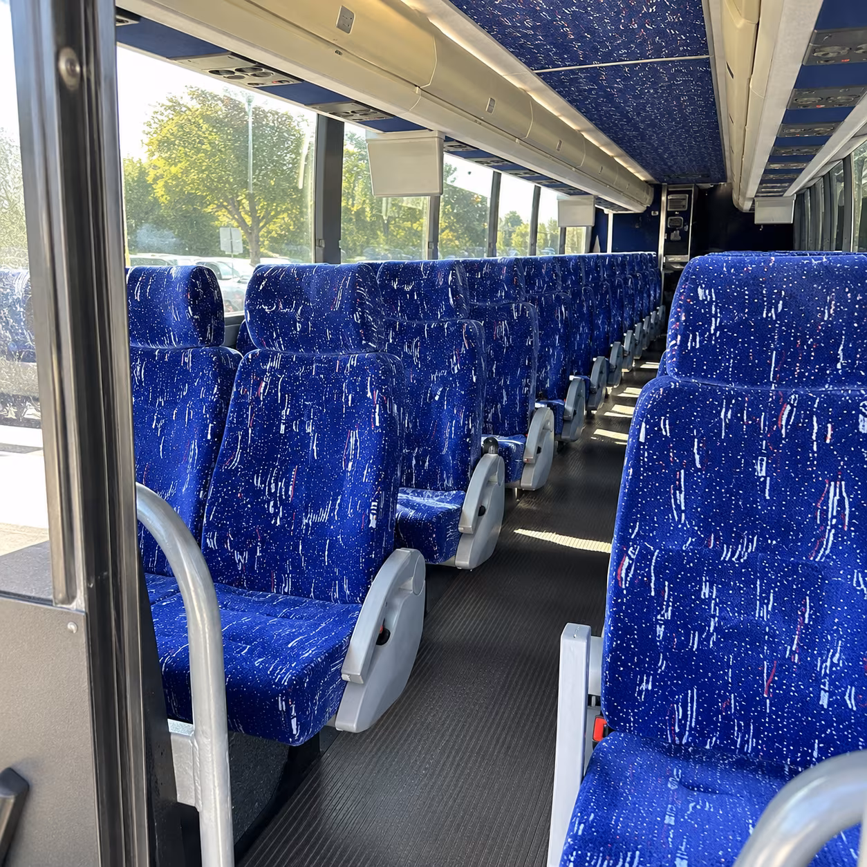 erie charter bus interior